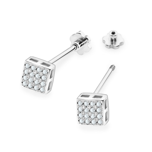 Kolczyki złote próby 0,585 k 0013 z brylantami 0,16 ct sztyft zakręcany
