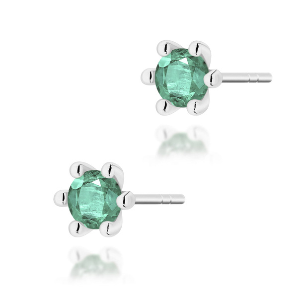 Kolczyki złote T-0222 próby 0,585 ze szmaragdami 2 x 0,30ct
