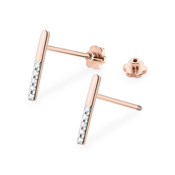 Kolczyki złote próby 0,585 k 0077 z brylantami sztyft zakręcany