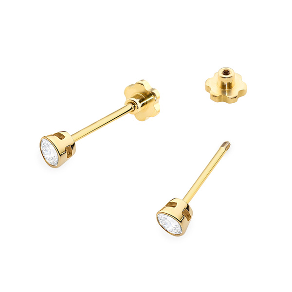 Kolczyki złote próby 0,585 k 0067 z brylantami 2x0,10ct sztyft zakręcany