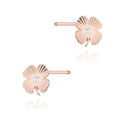 Kolczyki złote próby 0,585 k 0073 z brylantami 2x0,005ct sztyft zakręcany