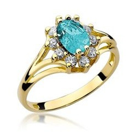 Pierścionek w żółtym złocie próby 585 model T-37 topaz 0,90ct i brylanty 0,3