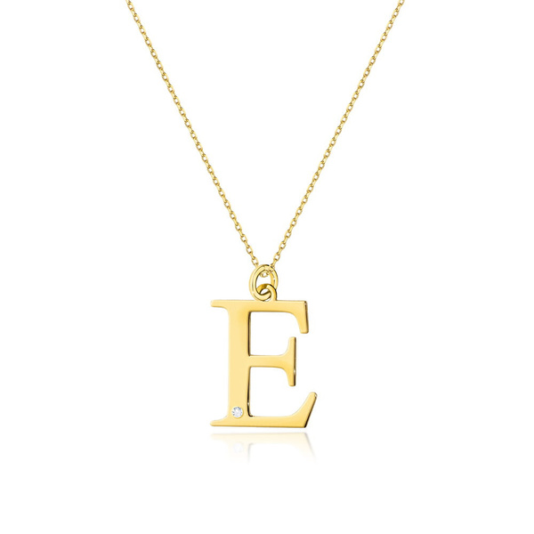 Naszyjnik złoty 585 Celebrytka mała literka E