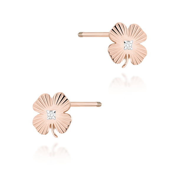 Kolczyki złote próby 0,585 k 0073 z brylantami 2x0,005ct sztyft zakręcany