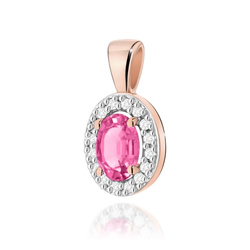 Zawieszka złota T-0574 próby 0,585 z brylantem i różowym topazem 0,50ct
