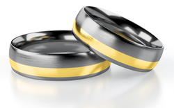 Obrączka tantalowa inkrustowana 14K złotem