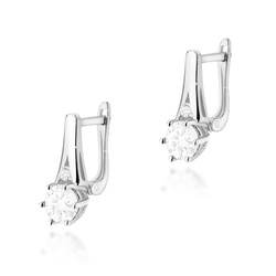 Kolczyki złote T-0572 próby 0,585 z brylantami i białymi szafirami 2x0,60ct