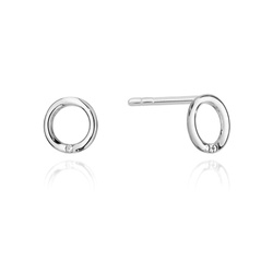 Kolczyki złote kółeczka sztyfty próby 0,585 z brylantami tk-82 0,01ct