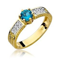 Pierścionek w żółtym złocie próby 585 model T-75 topaz 0,50ct i brylanty 0,08