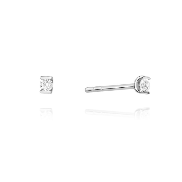 Kolczyki złote próby 0,585 z brylantami 0,08ct, 2 x 0,04ct
