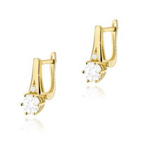 Kolczyki złote T-0572 próby 0,585 z brylantami i białymi szafirami 2x0,60ct