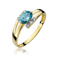 Pierścionek z brylantami i topazem model T-119 topaz 0,50ct brylanty 0,05ct