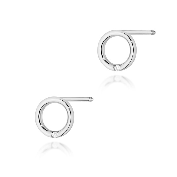 Kolczyki złote próby 0,585 k 0082 z brylantami 2x 0,05ct sztyft zakręcany