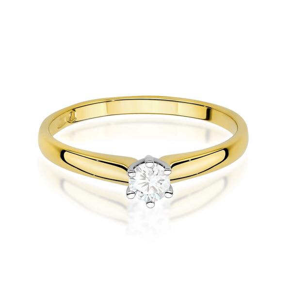 Pierścionek z żółtego złota Diament Laboratoryjny  T-0317 0,20CT
