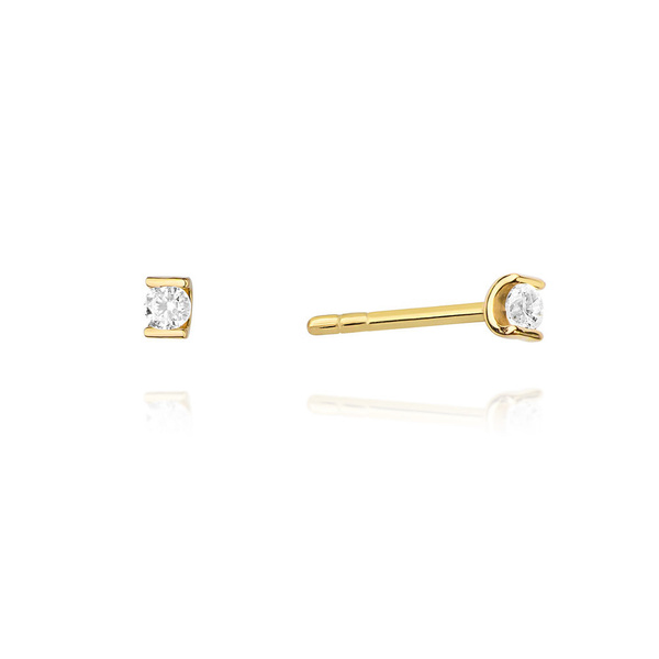 Kolczyki złote próby 0,585 z brylantami 0,08ct, 2 x 0,04ct