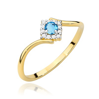 Pierścionek w żółtym złocie próby 585 model T-0702 topaz swiss  0,15ct