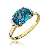 Pierścionek w żółtym złocie próby 585 model T-148 topaz 1,70ct i brylanty 0,04