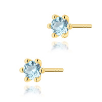 Kolczyki złote T 0222 próby 0,585 z topazami swiss 2x0,15ct