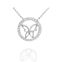 Naszyjnik srebrny 925 z cyrkoniami Motyl