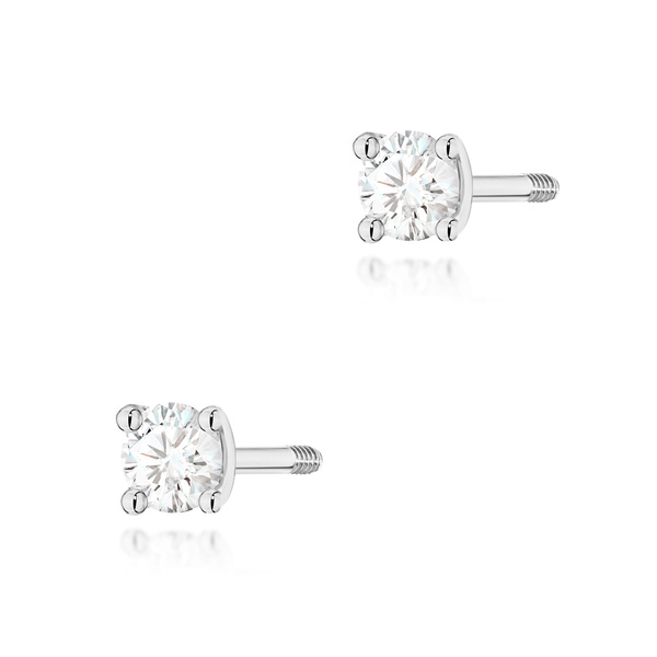 Kolczyki złote próby 0,585 k 0066 z brylantami 0,04ct sztyft zakręcany