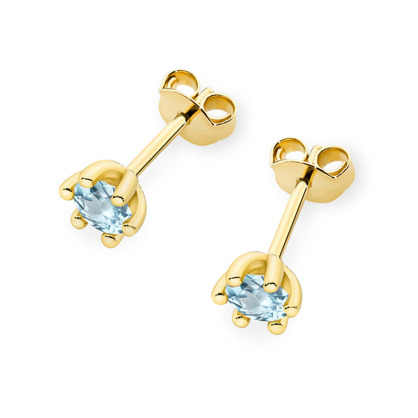 Kolczyki złote T 0222 próby 0,585 z topazami swiss 2x0,15ct