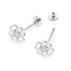 Kolczyki złote próby 0,585 k 0049 z brylantami  0,04ct sztyft zakręcany