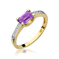 Pierścionek w żółtym złocie próby 585 model T-0105 ametyst 0,50ct