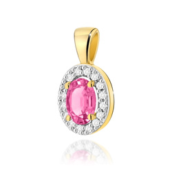 Zawieszka złota T-0574 próby 0,585 z brylantem i różowym topazem 0,50ct