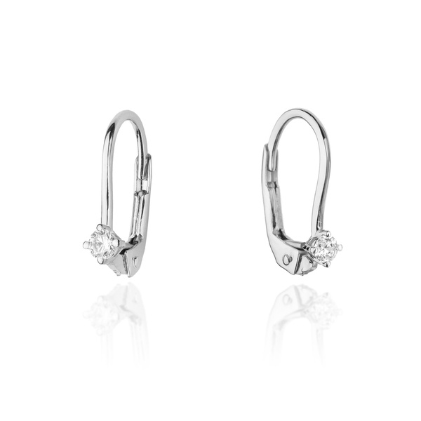 Kolczyki złote próby 0,585 z brylantami 0,06ct, 2 x 0,03ct 