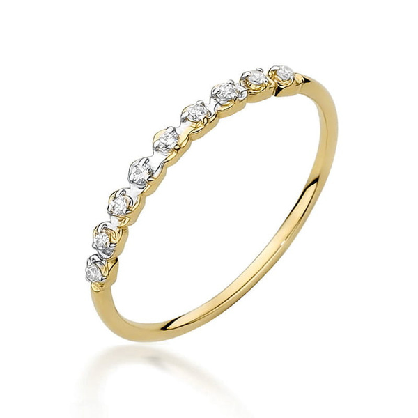 Pierścionek w żółtym złocie próby 585 model T-504Brylanty 0,05ct
