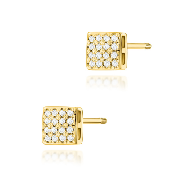 Kolczyki złote próby 0,585 k 0013 z brylantami 0,16 ct sztyft zakręcany