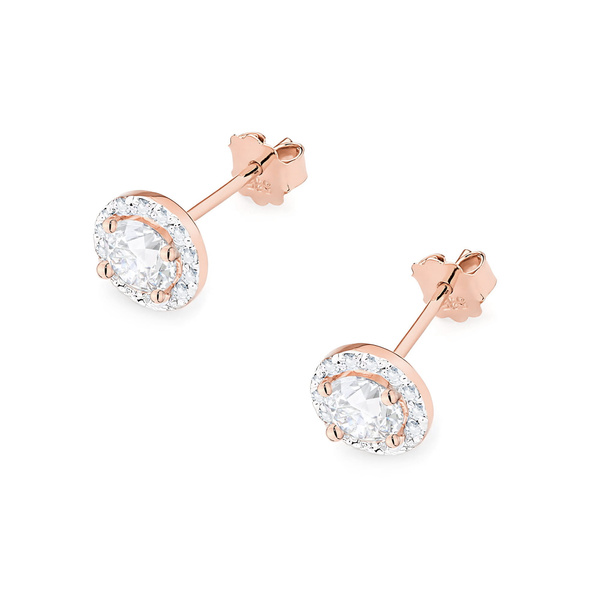 Kolczyki złote T-509 próby 0,585 z brylantami i białymi szafirami 2x0,60ct