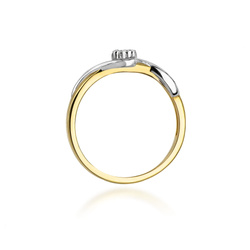 Pierścionek w żółtym złocie próby 585 model T-22 Brylanty 0,08