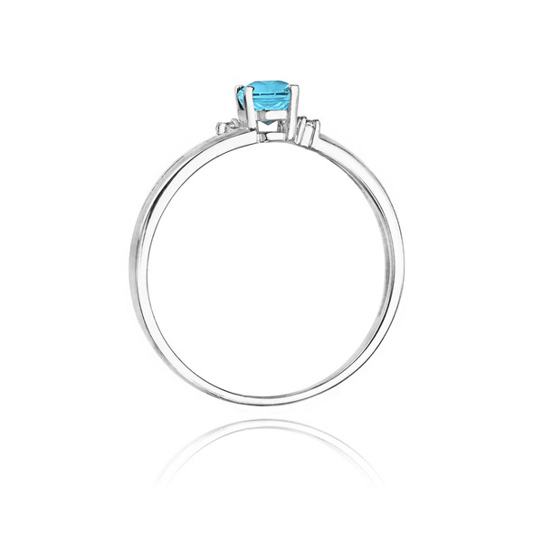 Pierścionek w białym złocie próby 585 model T-68 topaz 0,50ct i brylanty 0,03