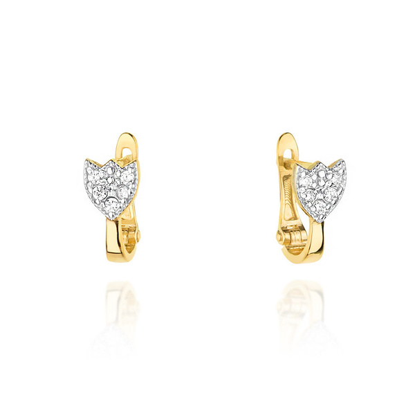Kolczyki złote próby 0,585 z brylantami 0,14ct