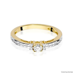 Pierścionek w żółtym złocie próby 585 model T-201 Brylanty 0,23