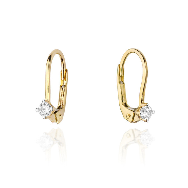 Kolczyki złote próby 0,585 z brylantami 0,16ct 2 x 0,08ct