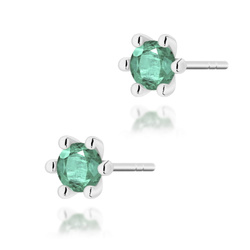 Kolczyki złote T-0222 próby 0,585 ze szmaragdami 2 x 0,30ct