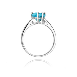 Pierścionek w białym złocie próby 585 model T-31 topaz 1,20ct i brylanty 0,04