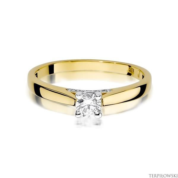 Pierścionek w żółtym złocie próby 585 model T-341 Brylanty 0,30