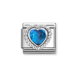 BIŻUTERIA NOMINATION  Silver Niebieski szklany kryształ Serce
