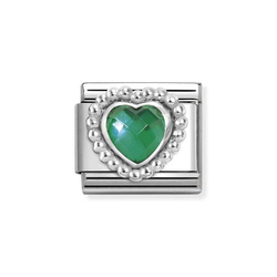 BIŻUTERIA NOMINATION  Silver Zielony szklany kryształ Serce