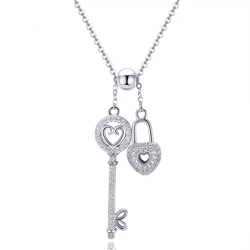 Biżuteria SayU Naszyjnik Kłódka serce klucz