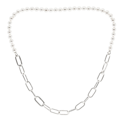 Biżuteria SayU naszyjnik srebrne ogniwa z perłami