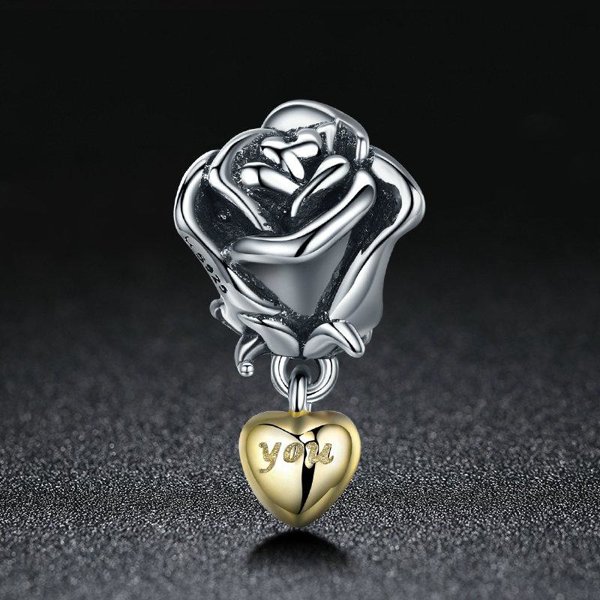 Biżuteria SayU Charms zawieszka Róża serce złocone