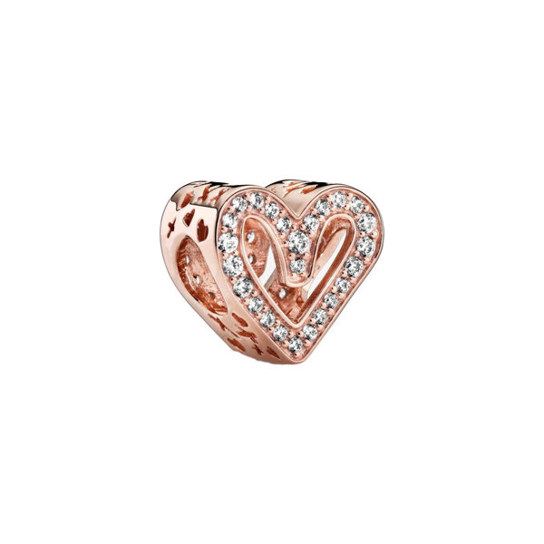 Biżuteria SayU Charms zawieszka srebrna serce z cyrkoniami rose gold