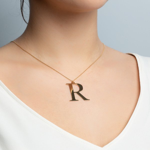 Łańcuszek srebrny z literą R