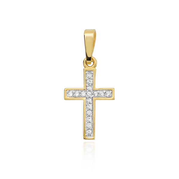 Zawieszka złota próby 0,585 z brylantami krzyżyk tk-42 0,08ct