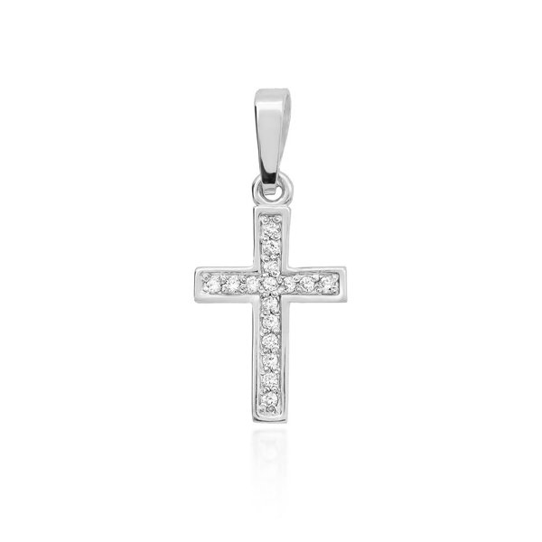 Zawieszka złota próby 0,585 z brylantami krzyżyk tk-42 0,08ct