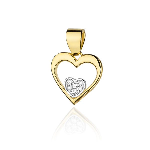 Zawieszka złota próby 0,585 z brylantami serce ts-22 0,05ct